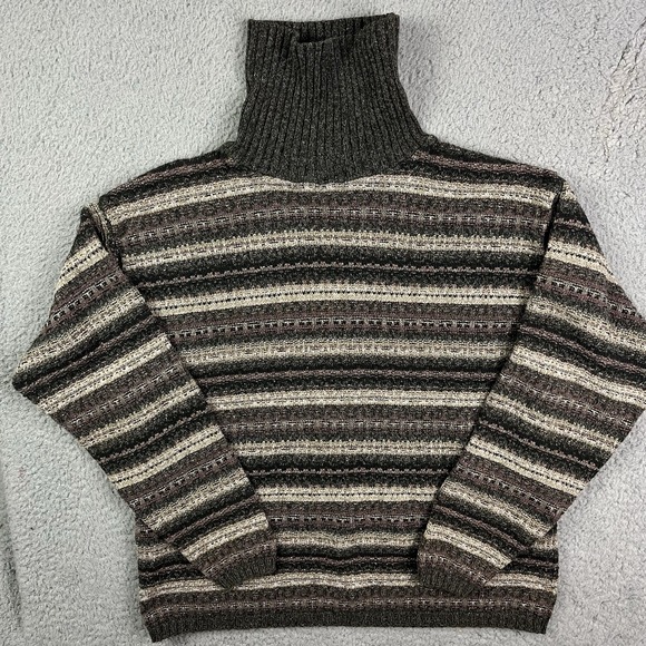 Vintage Alps Fine Apparel Pullover Turtleneck Striped Sweater Women's Large - Picture 1 of 5